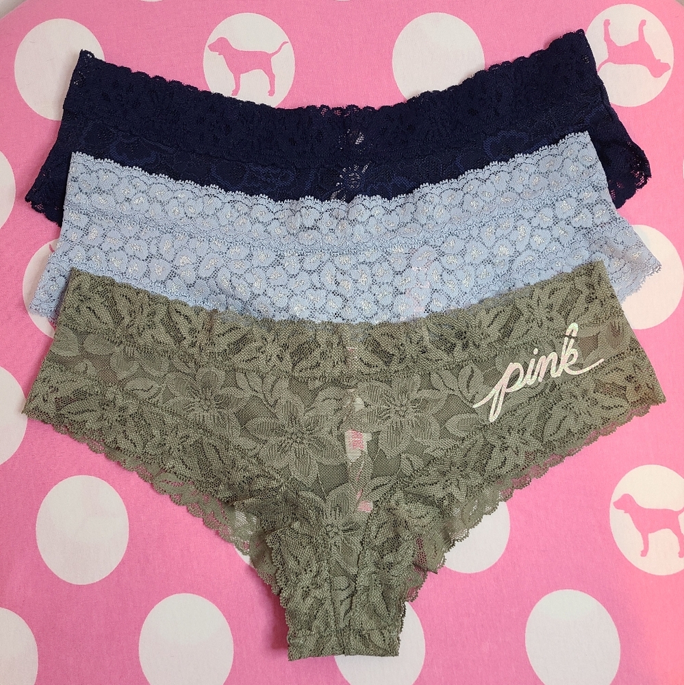 VS PINK 3pk Lace Cheeky Panties Size M - Picture 1 of 7